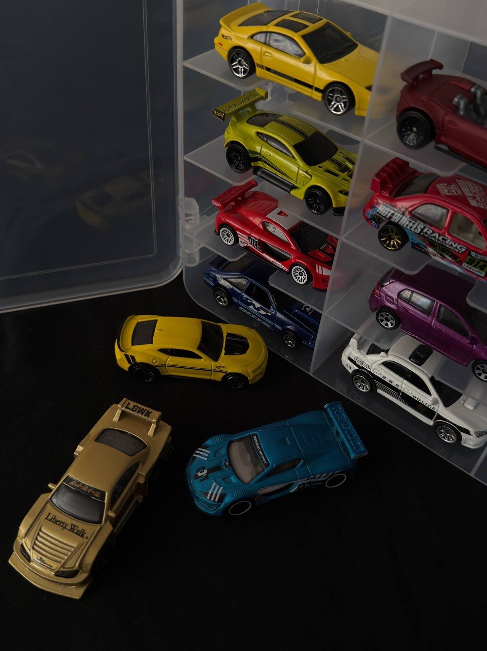 12 cases of Hot Wheels and Matchbox Open Display Case 48 Slots