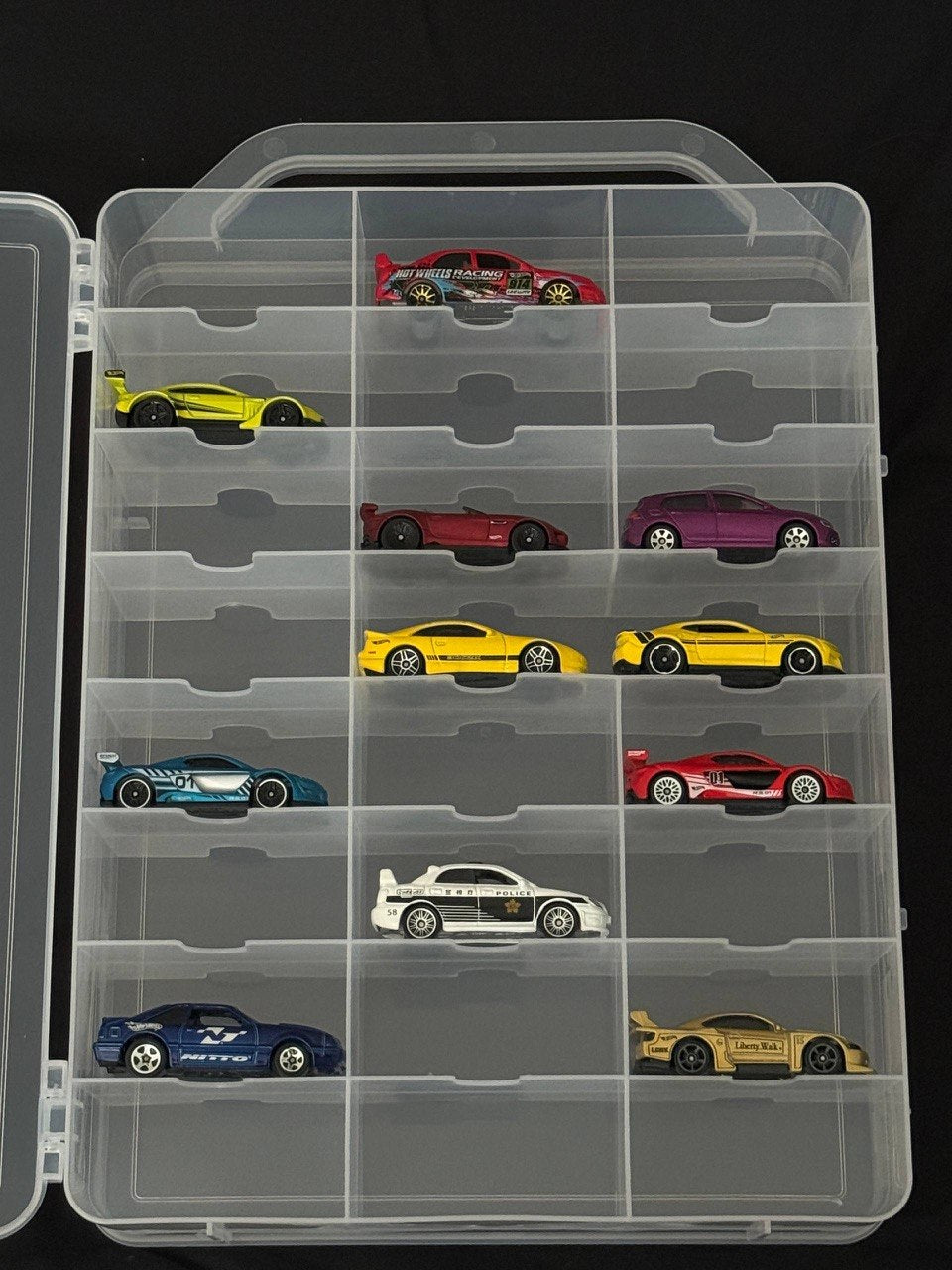 12 cases of Hot Wheels and Matchbox Open Display Case 48 Slots