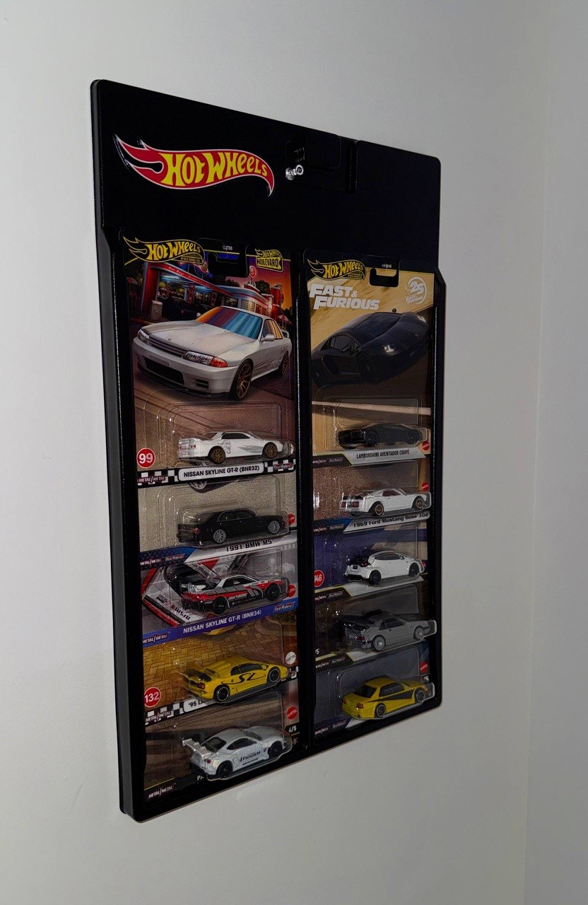 Magic Shield Wall Display Holder for 10 Hot Wheels Premium Cars – Plastic Wall Mount Display Rack with Mounting Hardware