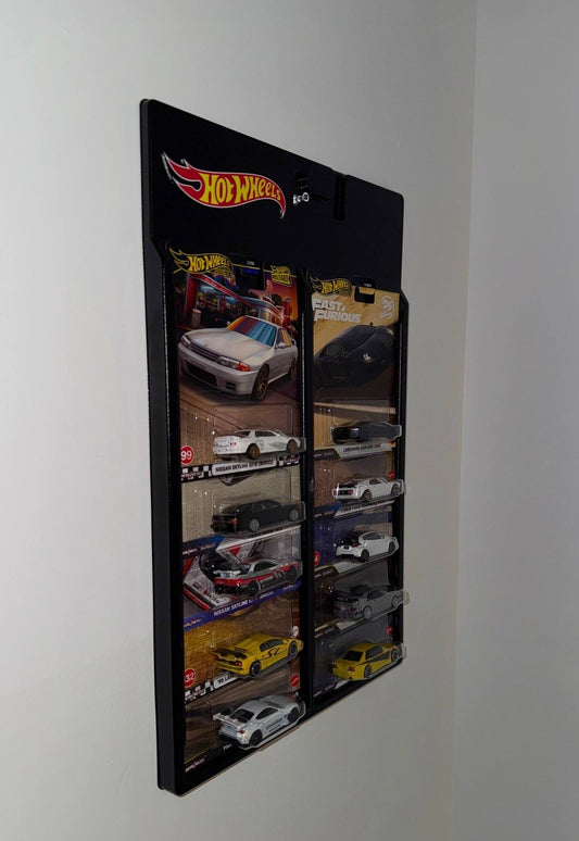 Magic Shield Wall Display Holder for 10 Hot Wheels Premium Cars – Plastic Wall Mount Display Rack with Mounting Hardware