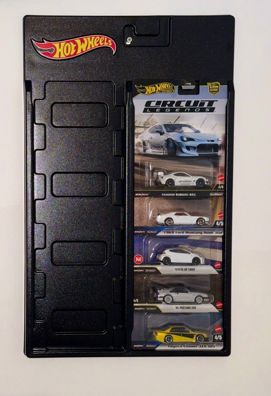 Magic Shield Wall Display Holder for 10 Hot Wheels Premium Cars – Plastic Wall Mount Display Rack with Mounting Hardware