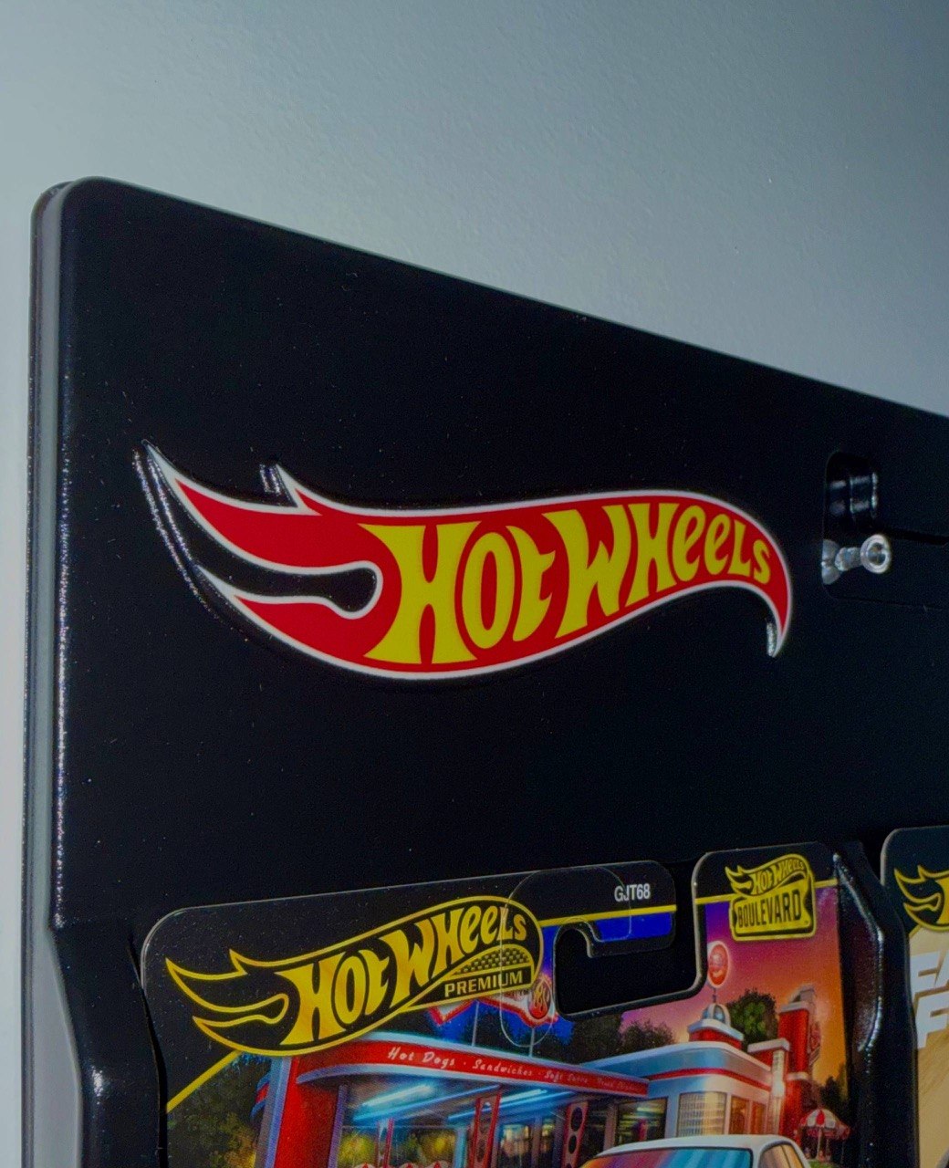 Magic Shield Wall Display Holder for 10 Hot Wheels Premium Cars – Plastic Wall Mount Display Rack with Mounting Hardware